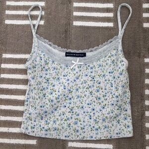 Brandy Melville Blue Floral Lace Cami